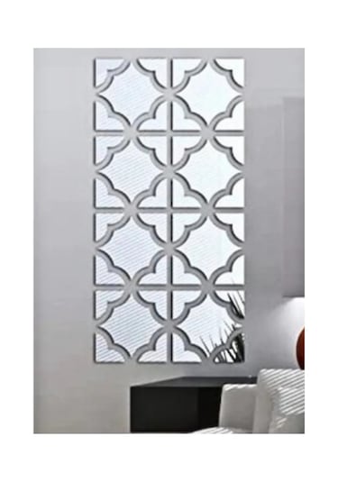 Motif Desen Duvar Dekorasyon Gümüş Pleksi 4 Ayrı Parça 13x13