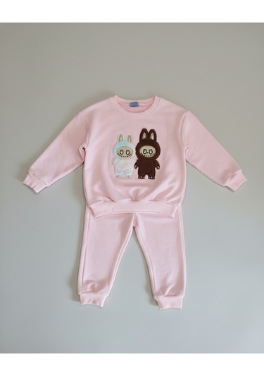 3 İplik Şardonsuz Labubu İkili Takım Pembe