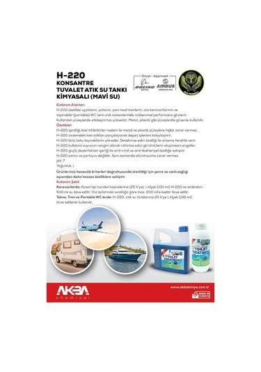 Akba Mavi Su Atık Tankı Kimyasalı 3 L