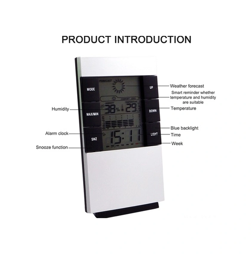 Fortunelane Abs Malzeme Led Hava Durumu Takvimli Saat, 2 Aaa Pil İle Çalışır, Takvimli Özellikli