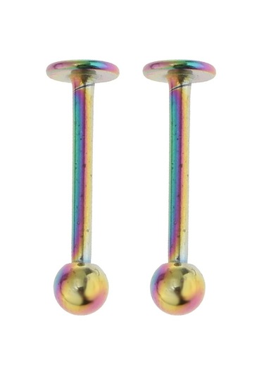 Suntek 16 Adet 16g Kavisli Halter Spike Burun Göbek Çok-renkli Çok Renkli