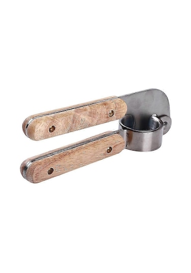 Paslanmaz Çelik Sarımsak Presi, Sarımsak Presi Kırıcı, Ahşap Saplı Profesyonel Sarımsak Kırma Aleti Siyah