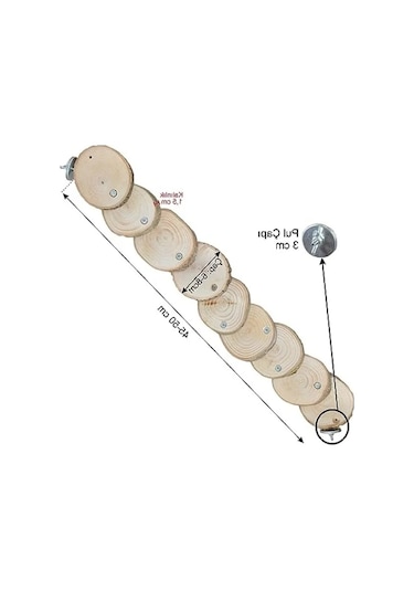 Kuşlar İçin 9 Basamaklı Tünek Ve Oyun Parkuru 100 Cm'ye Kadar