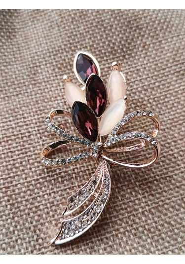 Villovatik Çiçek Şeklinde Modaya Uygun Broş 177071750 Altın Rengi