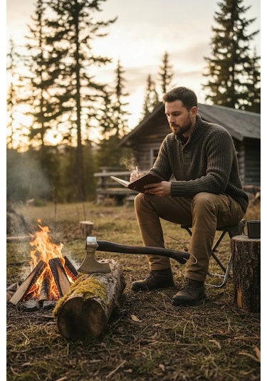 Savaşan Çelik 4140 Kamp Baltası Doğal Ceviz Sapı Vernikli