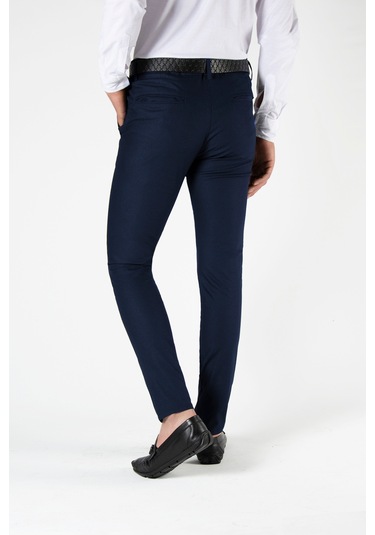 Lacivert Slim Fit Pamuklu İtalyan Kesim Pantolon Lacivert