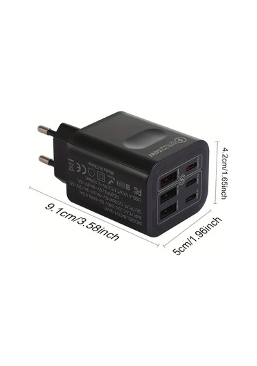 Xuweiwei Xjdr 50w Hızlı Şarj Cihazı Beyaz 6 Portlu Duvar Adaptörü Gösterge Işıkları BEYAZ