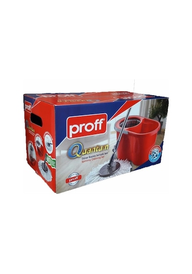 Proff Quantum Döner Başlıklı Mikrofiber Temizlik Seti Kırmızı