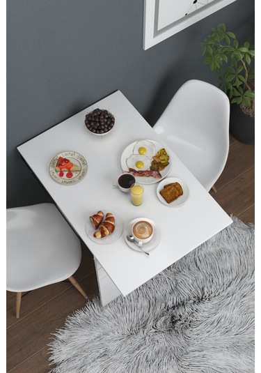 Fulya Duvara Monte Katlanabilir Pratik Yemek Masası Balkon Beyaz