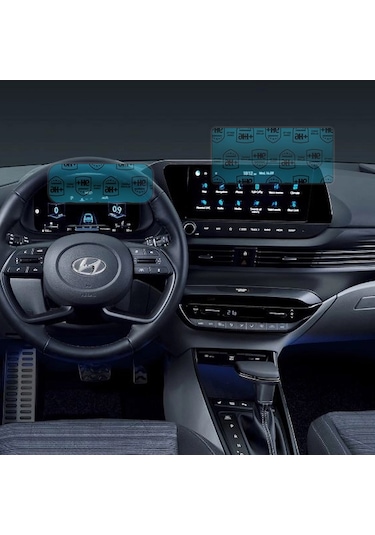 Hyundai Bayon Gösterge Ve Multimedya Paneli Uyumlu Nano Cam Ekran Koruyucu Set