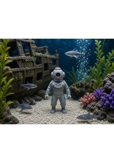 3d Baskı Akvaryum Dalgıç Figürü, Dekoratif Süs -