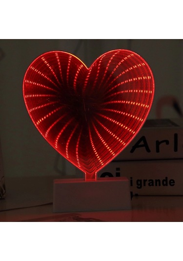 3d Heart Tunnel Lamp Red Led Light 3d Işıklı Dekor Kalp Işık Usb+pilli Led Işık Dekor Masa Lambası Yılbaşı Işıkları
