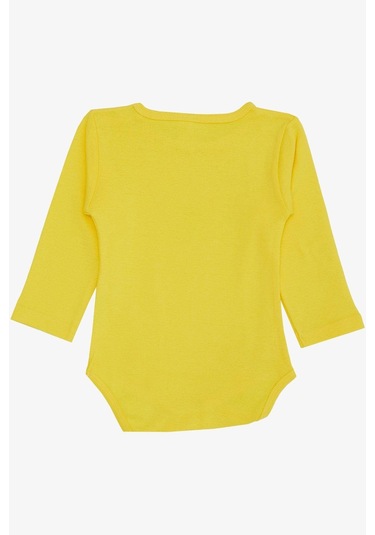 Breeze Erkek Bebek Çıtçıtlı Zıbın Body Mutlu Dinozor Baskılı 9 Ay-3 Yaş, Sarı Sarı