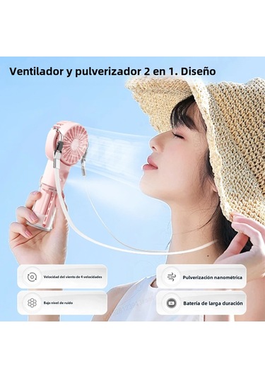 Mini El Tipi Taşınabilir Fan Usb Şarj Edilebilir Su Nemlendirici Pembe,