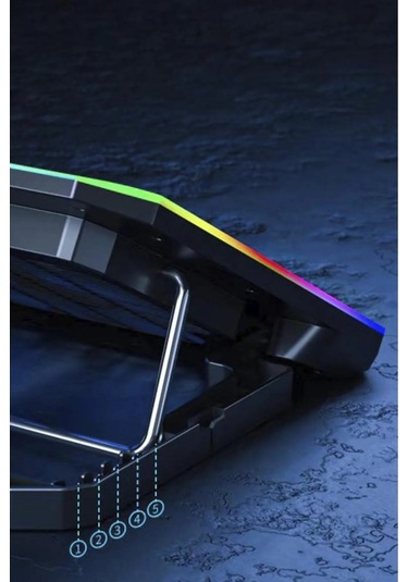Gri Antresit Rgb 2 Fanlı 9-17" Inç 1.200rpm Telefon Tutacaklı Notebook Dizüstü Soğutucu Stand S-04