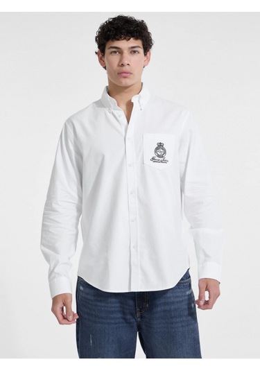 Guess Jeans Erkek Beyaz Regular Fit Gömlek M5yh64whfk1-g011 Beyaz