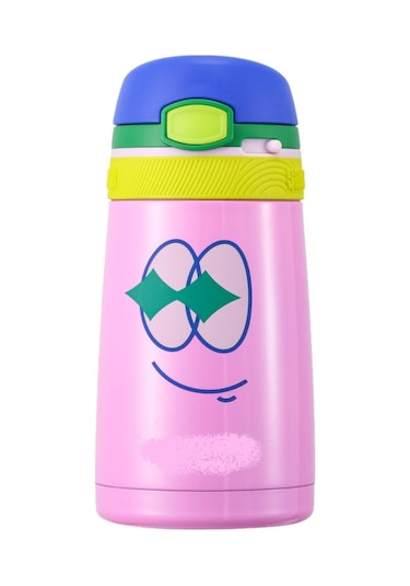 Shamobo 350 Ml Paslanmaz Çelik Pipetli Termos - Çocuk Termosu 6 Saate Kadar Isı Yalıtımı Pembe