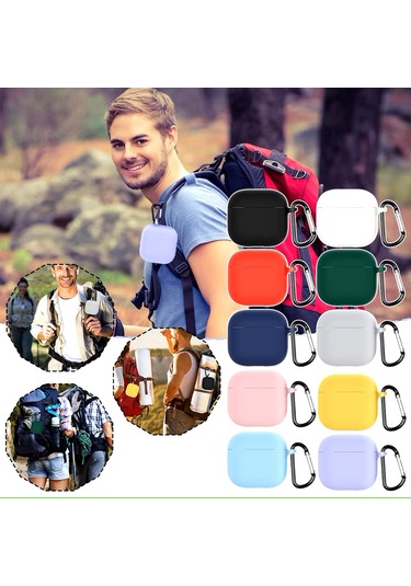 Airpods 4. Nesil Uyumlu Mat Silikon Koruyucu Kılıf+kanca Pembe