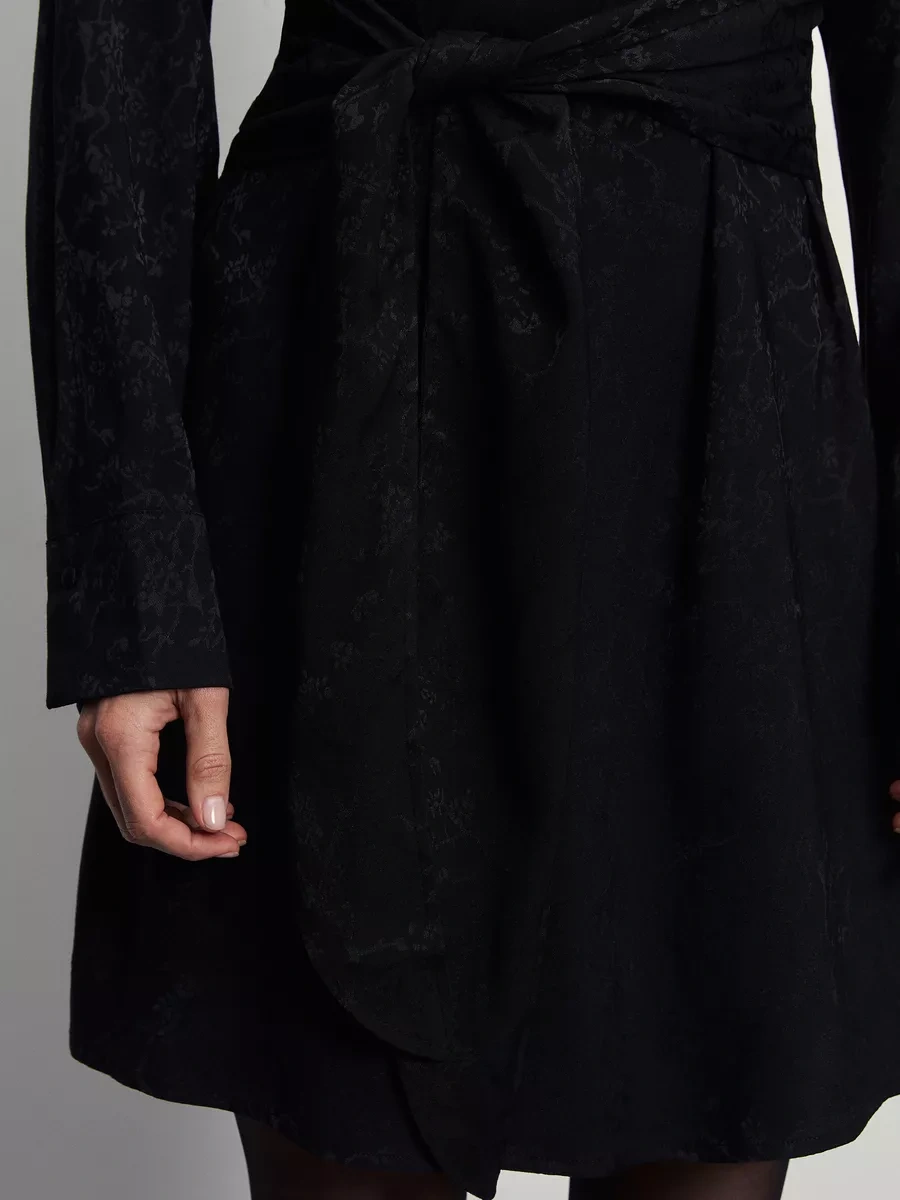 Zarına Bel Kemerli Baskılı Kısa Elbise 200754175 Siyah