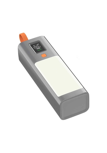 Işık Kaynağı: 20000 Mah Powerbank, Type-c Ve Usb Girişli, Hızlı Şarj, El Feneri, Dijital Göstergeli Gri