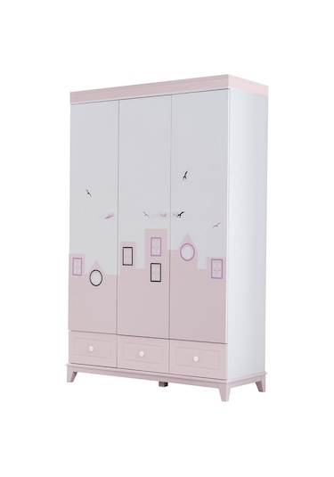 Gardırop, City Montessori Çocuk Odası, City 3 Kapaklı Dolap Pembe