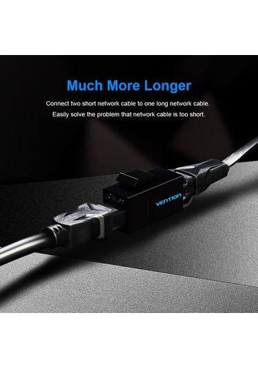 Xiyyadms Ventıon Rj45 Ağ Kablosu Çoğaltıcı, Altın Kaplı Pinli Abs Malzeme, Ağ Kablosunu Uzatmak İçin Çift Yönlü Bağlayıcı Siyah