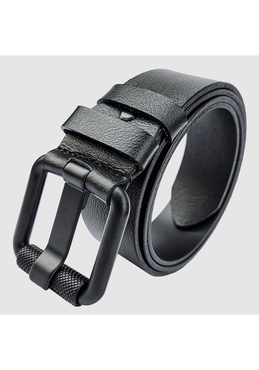 Rich Smith %100 Hakiki Deri Kemer Erkek Spor Siyah Roll Toka 4,2 Siyah