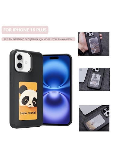 İphone Uyumlu 16 Plus İçin E-mürekkep Ekran Nfc Dıy Telefon Kılıfı Siyah