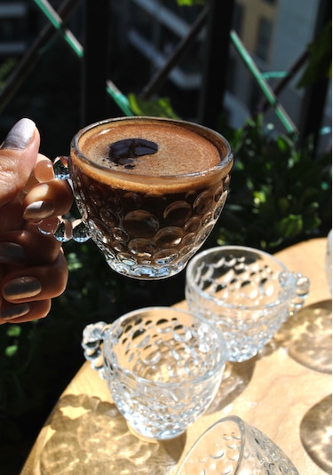 2'li Cam Boncuklu Türk Kahve Fincanı Kulplu Espresso Bardak