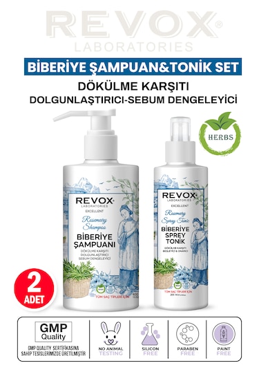 Revox Biberiye Özlü Dökülme Karşıtı Şampuan 400 ML + Biberiye Tonik 200 ML