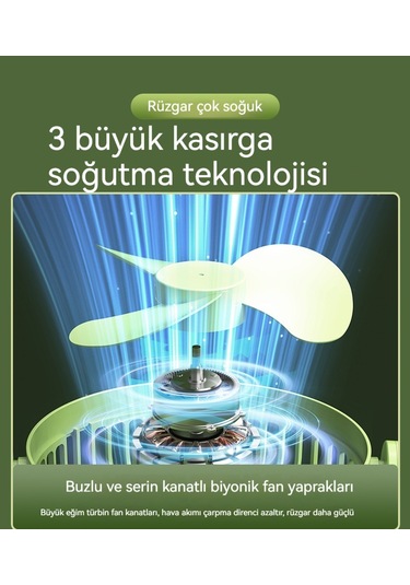 Aurora Fan Gece Lambasık Lipsi Fan Ofis Masaüstü Usb Şarjı Beyaz