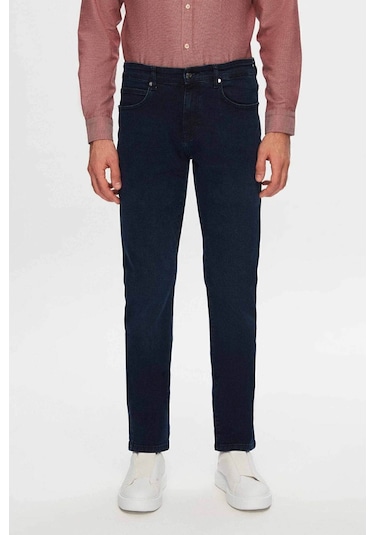 Ds Damat Slim Fit Lacivert Düz Jean Kot Beş Cepli Likralı Yıkamalı Denim Pantolon 6HCJ3ORT00102 Lacivert