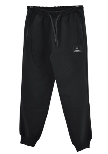 Erkek Çocuk /kız Çocuk Fermuar Cepli Beli Paçası Lastikli Armalı Siyah Renk Eşofman Altı 3334 Siyah