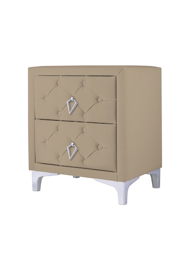 Ruby 2 Çekmeceli Komodin-silver Model Kapitoneli Yatak Odası Iki Çekmeceli Komodin&şifonyer Modeli Bej