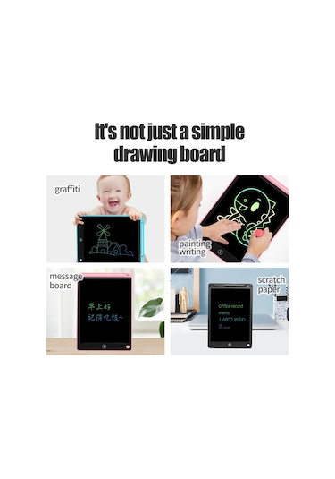 Aubyhe Çocuklar İçin Mavi Lcd Çizim Tahtası - 17.1x13cm Ekran, Kalem/fare İle Çizim, Abs Malzeme, 3v Pilli Çok Renkli