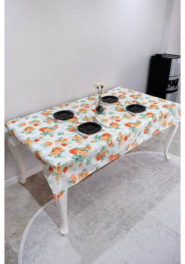Sufre Sıvı Geçirmez Masa Örtüsü Sofra Bezi Sofra Örtüsü Piknik Örtüsü Turuncu Güller