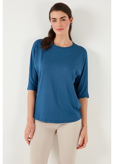 Lela Bisiklet Yaka Truvakar Kol Bayan Bluz 5861416Y Indigo