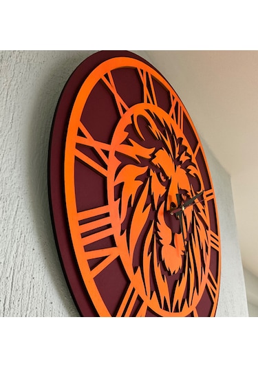 Aslan Temalı Galatasaray Duvar Saati Dekoratif Taraftar Saati Çok Rekli