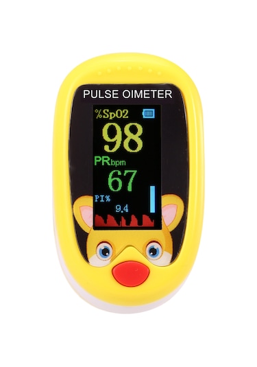 Vkemall Pulse Oksimetre Çocuk Nabız Oksimetresi Fingertrip Mini Spo2 Monitörü Oksijen Doygunluk Monitörü Sarı