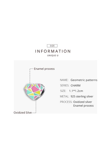 S925 Ayar Gümüş Kalp Geometri Boncuk Dıy Bilezik Kolye Aksesuarları Çok Renkli