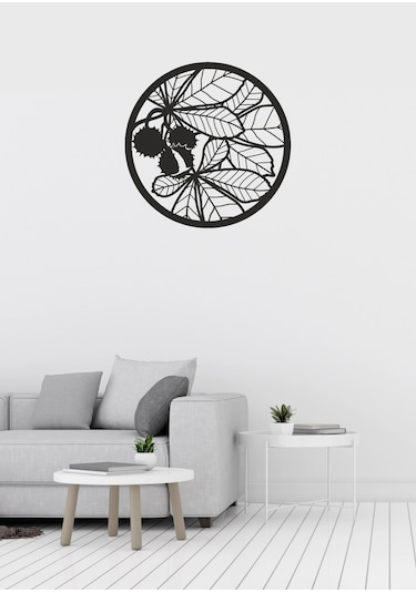 Kestane Yaprak Desenli Metal Dekoratif Duvar Süsü