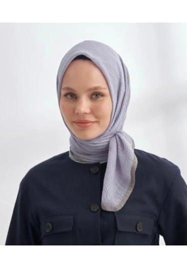 Mismara Müslin Biyeli Eşarp Gümüş