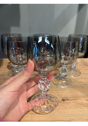 Çeyizci Çarşı Sterna 6 Lı 150 Cc Kristal Kahve Yanı Su Bardağı Füme 4384.58