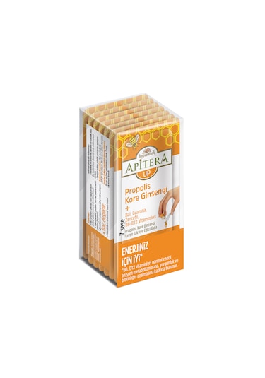 Apitera UP Doğal Bal, B Vitaminleri, Kırmızı Ginseng, Guarana ve Propolis İçeren Takviye Edici 7’li Saşe