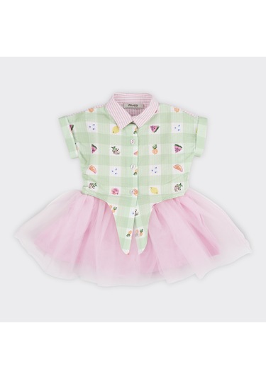 Kız Çocuk Meyve Desenli Elbise 2411gb26010-4334 001