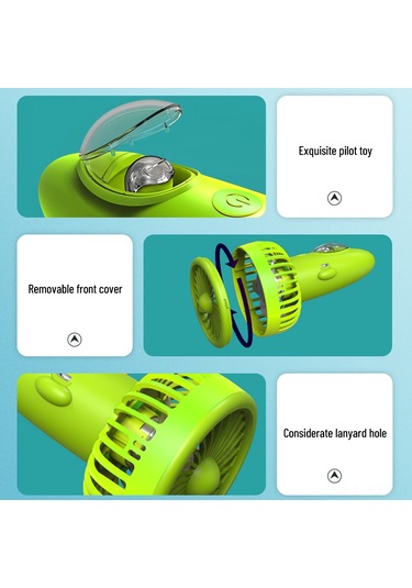 Kangvka F6 Yeşil Boyutlu El Tutan Veya Boya Asılan Usb Şarjlı Mini Fan - 3 Hız Ayarı, Uzun Süre Çalışır, Taşınabilir Ev, Ofis Ve Seyahat Kullanıma Uygun
