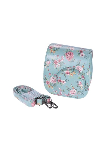 Vkemall Fujifilm Instax Mini 8/8+/8s/9 Kamera İçin Yeşil Çiçek Desenli Pu Taşıma Çantası - Pratik Ve Şık Koruma