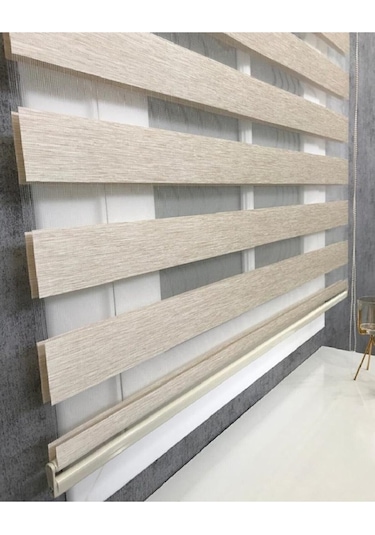 Kidmex Zebra Perde Buzlu Kahve Desenli Bambu