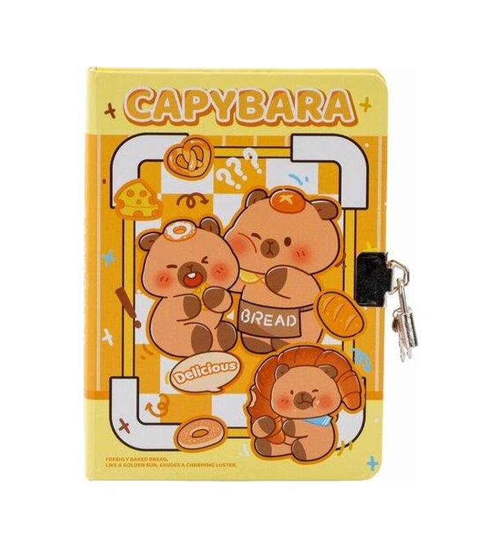 Mikro Capybara Karton Kapak Hatıra Ve Not Defteri Günlük Kilitli 17,5 X 13 Cm Çizgili 112 Yaprak Gn640