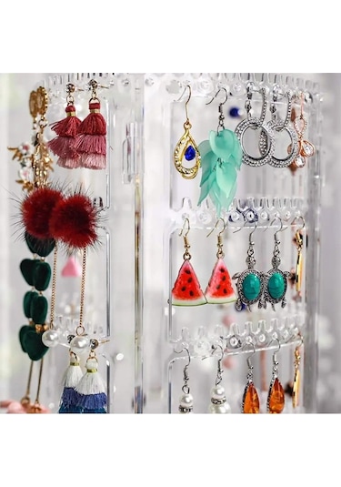 Takı Düzenleyici Organizer 360 Dönebilen Toka Küpe Düzenleme Standı Şeffaf